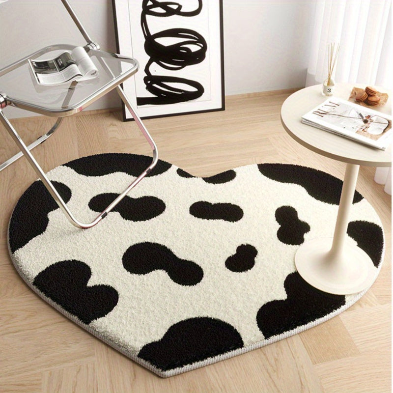 1pc Cute Heart Shaped Non-Slip Rugs for Girls Bedroom, Living Room, Bathroom, Kitchen, and Hallway - Soft and Thickened Area Rugs with Cartoon Design - Perfect Bathroom Accessories and Home Decor