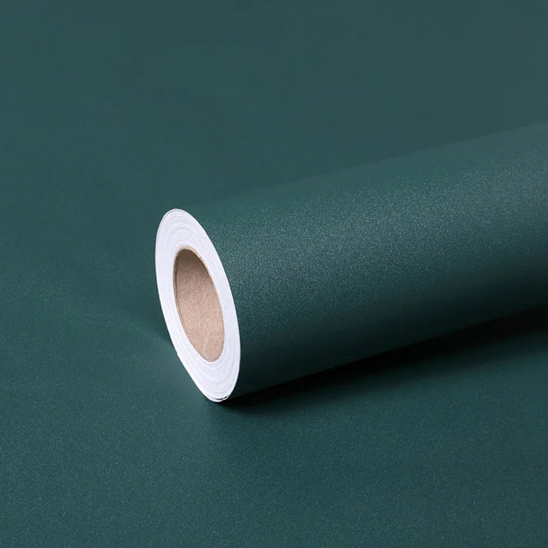 Dark Green Self-Adhesive Wallpaper Bedroom Kitchen Cabinet Furniture Stickers PVC Waterproof Vinyl Wall Contact Paper Home Decor