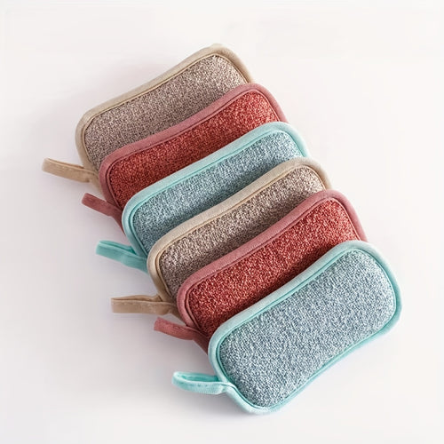 3/6/12pcs Dish Cloths Sponge With Hanging Loop, Multi Purpose Cleaning Sponge For Tableware, Dishwashing Towels, Double Sided Cleaning Sponge, Scrubbing Magic Sponge, Scouring Pads, Cleaning Tools, Kitchen Accessories