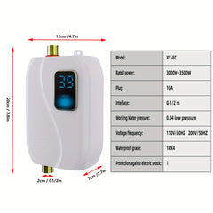 1pc Instant Hot Water Heater - Constant Temperature, Energy-Efficient, 110V 3000W Electric Heating for Kitchen and Bathroom - Compact, Space-Saving Design, Easy Installation, and Safe Operation