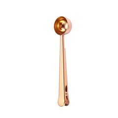 Stainless Steel 1pc Measuring Spoon - 2 In 1 Coffee Scoops With Bag Clip, Multifunctional Milk Powder Scoop With Sealing Clip, Kitchen Accessories