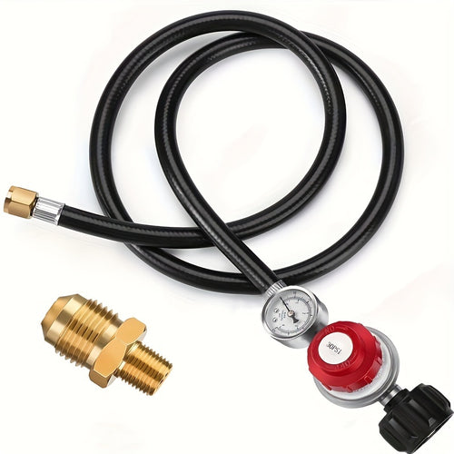 4FT Propane Gas Tube with Adjustable Pressure Reducer & Precision Meter - Safe Kitchen Upgrade for QCC1 Type Connections, 0-30PSI