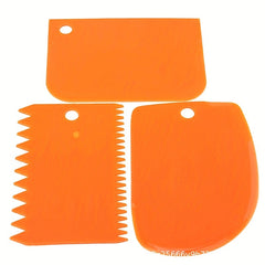 3pcs Cake Scraper Smoother Set, Cake Icing Smoother Tool For Cake Decoration, Plastic Dough Scraper, Flexible Bowl Scraper For Baking, Multifunctional Kitchen Tools