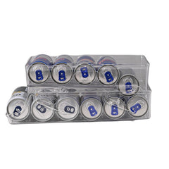 A Clear Plastic Refrigerator Organizer with Soda Water Dispenser And Beverage Rack - Designed for Fridges, Freezers, Pantries, Kitchens, Countertops, And Cabinets - Perfect Kitchen Accessory.
