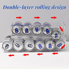 A Clear Plastic Refrigerator Organizer with Soda Water Dispenser And Beverage Rack - Designed for Fridges, Freezers, Pantries, Kitchens, Countertops, And Cabinets - Perfect Kitchen Accessory.