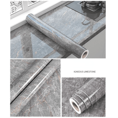 Extra Thick Vinyl Self-Adhesive Wallpaper, Waterproof and Oil Proof, Removable Peel and Stick Wall Stickers for Bathroom and Kitchen, Brick Stone Wood Pattern, Random Matc