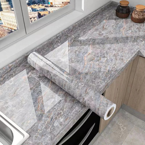 Extra Thick Vinyl Self-Adhesive Wallpaper, Waterproof and Oil Proof, Removable Peel and Stick Wall Stickers for Bathroom and Kitchen, Brick Stone Wood Pattern, Random Matc