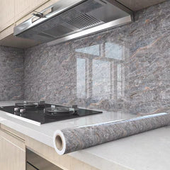 Extra Thick Vinyl Self-Adhesive Wallpaper, Waterproof and Oil Proof, Removable Peel and Stick Wall Stickers for Bathroom and Kitchen, Brick Stone Wood Pattern, Random Matc