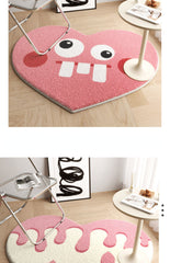 1pc Cute Heart Shaped Non-Slip Rugs for Girls Bedroom, Living Room, Bathroom, Kitchen, and Hallway - Soft and Thickened Area Rugs with Cartoon Design - Perfect Bathroom Accessories and Home Decor