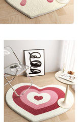 1pc Cute Heart Shaped Non-Slip Rugs for Girls Bedroom, Living Room, Bathroom, Kitchen, and Hallway - Soft and Thickened Area Rugs with Cartoon Design - Perfect Bathroom Accessories and Home Decor