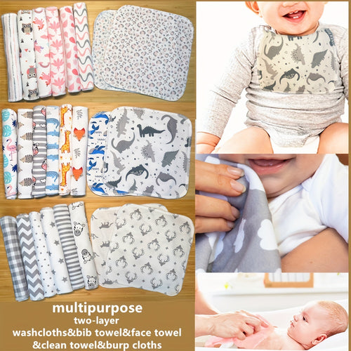 8Pack Soft & Absorbent 2-Layer Handkerchief Set - Washcloths & Wash Gloves for Face, Baby, and Kitchen Use - Multi-Purpose, Reusable, and Gentle on Skin - Perfect Gift for Christmas, Halloween, and Thanksgiving Day