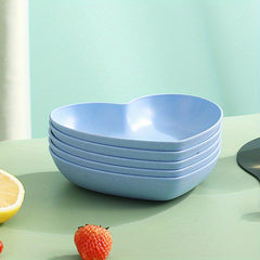 [5pcs Durable Heart-Shaped Plate Set] 5pcs Heart-Shaped Snack & Fruit Plate Set - Durable Plastic, Perfect for Desserts, Cakes, and Pickles - Ideal Kitchen Accessory