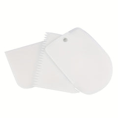 3pcs Cake Scraper Smoother Set, Cake Icing Smoother Tool For Cake Decoration, Plastic Dough Scraper, Flexible Bowl Scraper For Baking, Multifunctional Kitchen Tools
