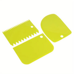3pcs Cake Scraper Smoother Set, Cake Icing Smoother Tool For Cake Decoration, Plastic Dough Scraper, Flexible Bowl Scraper For Baking, Multifunctional Kitchen Tools