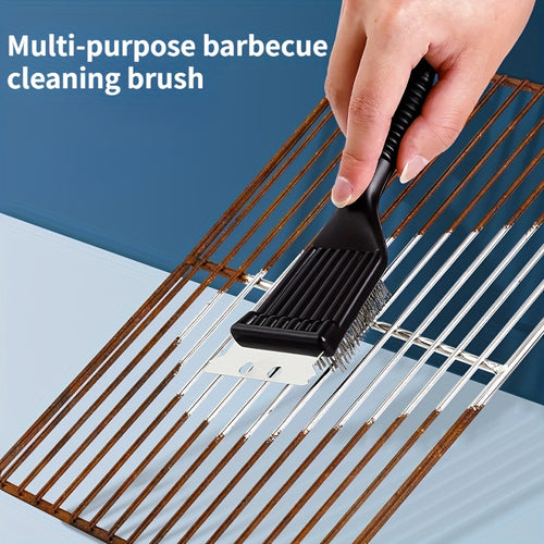 Portable Grill Cleaner - 8in Deep Clean Steel Brush with Plastic Handle | BBQ Accessories for Kitchen