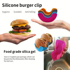 1pc/4pcs Reusable Expandable Hamburger Rack, Silicone Rack, Hamburger Tool Rack, Storage Rack, Kitchen Storage Box Use this expandable silicone burger rack to make delicious burgers easier!