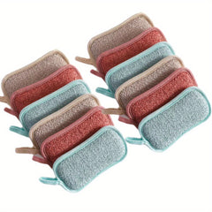 3/6/12pcs Dish Cloths Sponge With Hanging Loop, Multi Purpose Cleaning Sponge For Tableware, Dishwashing Towels, Double Sided Cleaning Sponge, Scrubbing Magic Sponge, Scouring Pads, Cleaning Tools, Kitchen Accessories