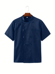 Chef Work Clothes, Men's Short Sleeve Hotel Restaurant Baking Clothing - Breathable & Durable Fabric - For Chefs, Cooks & Restaurant Staff - Perfect for Kitchen Work & Baking