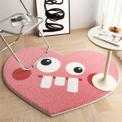 1pc Cute Heart Shaped Non-Slip Rugs for Girls Bedroom, Living Room, Bathroom, Kitchen, and Hallway - Soft and Thickened Area Rugs with Cartoon Design - Perfect Bathroom Accessories and Home Decor