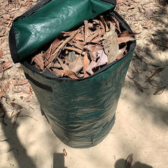 34 Gallons Large Capacity Dark Green Reusable Outdoor Compost Box - Self-Made Nutrient Soil Compost Bag with Two-Way Zipper, Fertilizer Port, and Durable PE Material for Kitchen Waste Collection
