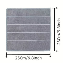 [Super Absorbent Towels] 5pcs HYER KITCHEN Super Absorbent Microfiber Cleaning Towels, Quick-Drying, Striped Gray and White, Multipurpose for Kitchen & Bathroom Use