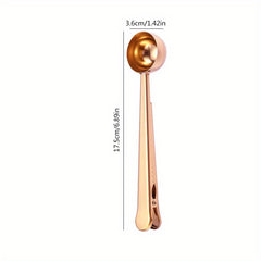 Stainless Steel 1pc Measuring Spoon - 2 In 1 Coffee Scoops With Bag Clip, Multifunctional Milk Powder Scoop With Sealing Clip, Kitchen Accessories