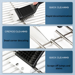 Portable Grill Cleaner - 8in Deep Clean Steel Brush with Plastic Handle | BBQ Accessories for Kitchen