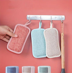 3/6/12pcs Dish Cloths Sponge With Hanging Loop, Multi Purpose Cleaning Sponge For Tableware, Dishwashing Towels, Double Sided Cleaning Sponge, Scrubbing Magic Sponge, Scouring Pads, Cleaning Tools, Kitchen Accessories