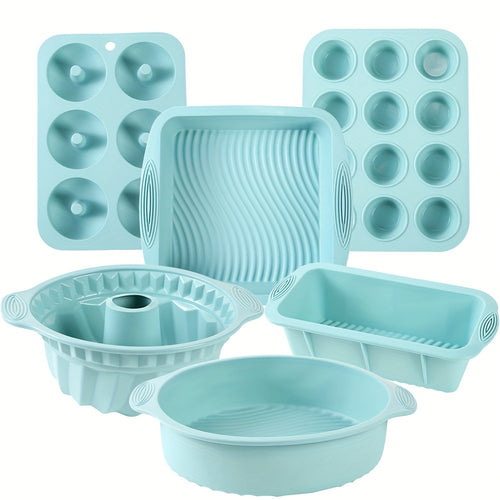 6pcs Non-stick Silicone Kitchen Baking Supplies Set - Baking Pans, Cake Molds, Donut Pans, Muffin Pans, Cake Pans