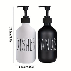 Plastic Soap Dispenser Set, Includes Black Hand Soap Dispenser and White Dish Soap Dispenser. Kitchen Soap Dispenser Set Suitable for Black and White Kitchen Decor