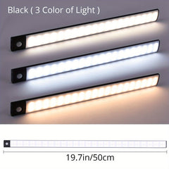 [LED Motion Sensor Light] KATHYLIGHT 1pc LED Motion Sensor Cabinet Light - Brushed Metal Strip Sconce with Voice Control, Wireless Magnetic USB Rechargeable, Auto-shut-off, Detachable Fixture, Plastic Shade - for Wardrobe, Cl