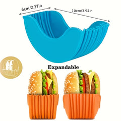 1pc/4pcs Reusable Expandable Hamburger Rack, Silicone Rack, Hamburger Tool Rack, Storage Rack, Kitchen Storage Box Use this expandable silicone burger rack to make delicious burgers easier!