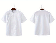 Chef Work Clothes, Men's Short Sleeve Hotel Restaurant Baking Clothing - Breathable & Durable Fabric - For Chefs, Cooks & Restaurant Staff - Perfect for Kitchen Work & Baking
