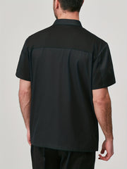 Men'S Short Sleeve Chef Uniform - High-End, Breathable Kitchen and Restaurant Attire with a Stylish Black Design, Short Sleeves, and Button Details. Perfect for Holiday Parties, Restaurant Uniforms, and Professional Settings,