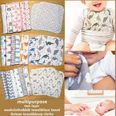 8Pack Soft & Absorbent 2-Layer Handkerchief Set - Washcloths & Wash Gloves for Face, Baby, and Kitchen Use - Multi-Purpose, Reusable, and Gentle on Skin - Perfect Gift for Christmas, Halloween, and Thanksgiving Day