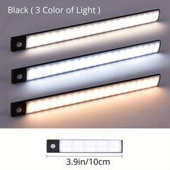[LED Motion Sensor Light] KATHYLIGHT 1pc LED Motion Sensor Cabinet Light - Brushed Metal Strip Sconce with Voice Control, Wireless Magnetic USB Rechargeable, Auto-shut-off, Detachable Fixture, Plastic Shade - for Wardrobe, Cl