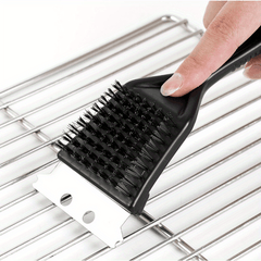 Portable Grill Cleaner - 8in Deep Clean Steel Brush with Plastic Handle | BBQ Accessories for Kitchen