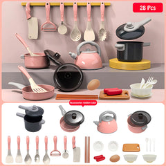 Kids Kitchen Toys Set 28/85PCS Play Kitchen Accessories Kit With Play Pots Pretend Food Cooking Toy Toddler Children's Day Gifts