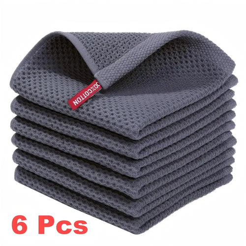 6 Pack 12x12inch Multi Color 100% Cotton Waffle Weave Kitchen Dishcloths,Soft Absorbent Dish Towels, Household Cleaning Cloth