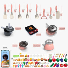 Kids Kitchen Toys Set 28/85PCS Play Kitchen Accessories Kit With Play Pots Pretend Food Cooking Toy Toddler Children's Day Gifts