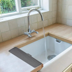 Kitchen Faucet Silicone Mat Bathroom Anti-Slip Sink Drain Mat, Slope Diversion Drainage Mat, Tableware Drying Protection Mat
