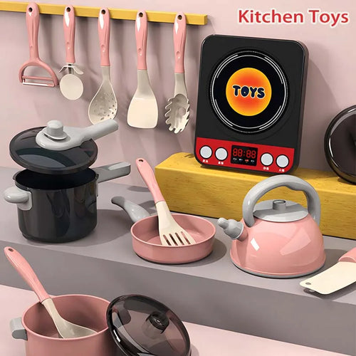 Kids Kitchen Toys Set 28/85PCS Play Kitchen Accessories Kit With Play Pots Pretend Food Cooking Toy Toddler Children's Day Gifts