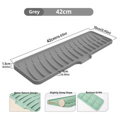 Kitchen Faucet Silicone Mat Bathroom Anti-Slip Sink Drain Mat, Slope Diversion Drainage Mat, Tableware Drying Protection Mat