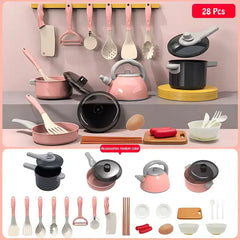 Kids Kitchen Toys Set 28/85PCS Play Kitchen Accessories Kit With Play Pots Pretend Food Cooking Toy Toddler Children's Day Gifts