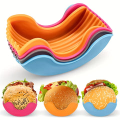 1pc/4pcs Reusable Expandable Hamburger Rack, Silicone Rack, Hamburger Tool Rack, Storage Rack, Kitchen Storage Box Use this expandable silicone burger rack to make delicious burgers easier!