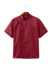 Chef Work Clothes, Men's Short Sleeve Hotel Restaurant Baking Clothing - Breathable & Durable Fabric - For Chefs, Cooks & Restaurant Staff - Perfect for Kitchen Work & Baking