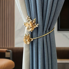 1pc Elegant Metal Faux Pearl Curtain Holdback with Three-dimensional Flower Design - Perfect for Bedroom, Office, Kitchen, Living Room, and Study - Adds a Touch of Luxury to Your Home Decor
