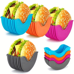 1pc/4pcs Reusable Expandable Hamburger Rack, Silicone Rack, Hamburger Tool Rack, Storage Rack, Kitchen Storage Box Use this expandable silicone burger rack to make delicious burgers easier!