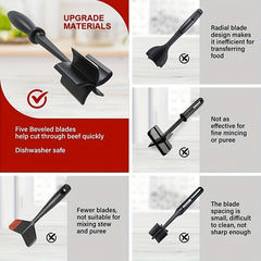[Manual Meat Shredder] PANCERKA Manual Meat Shredder & Pulverizer | Heat-Resistant Polypropylene, Non-Stick Surface, Ergonomic Handle, Dual Interchangeable Blades for Beef, Turkey, BBQ, Stovetop Use, Kitchen Gadgets, Durable