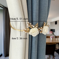 1pc Elegant Metal Faux Pearl Curtain Holdback with Three-dimensional Flower Design - Perfect for Bedroom, Office, Kitchen, Living Room, and Study - Adds a Touch of Luxury to Your Home Decor